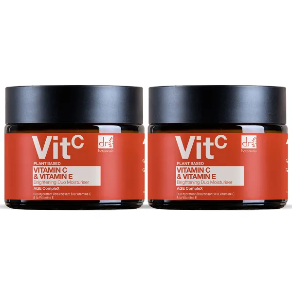 Dr Botanicals Vitamin C % & Vitamin E Brightening Duo Moisturiser 60ml x Duo Pack - White