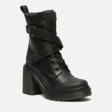 Dr Martens Womens Chesney Tech Eye Heeled Leather Boots - Black