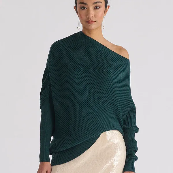 Draped knitted jumper