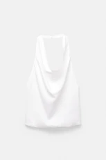 Draped Rustic Halter Top - White