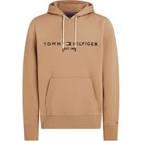 Drawstring Embroidery Logo Hoodie - Beige - L