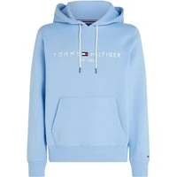 Drawstring Logo Embroidery Hoodie - Blue - M