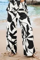 Dreamy Flow Abstract Cover-Up Pants - Black