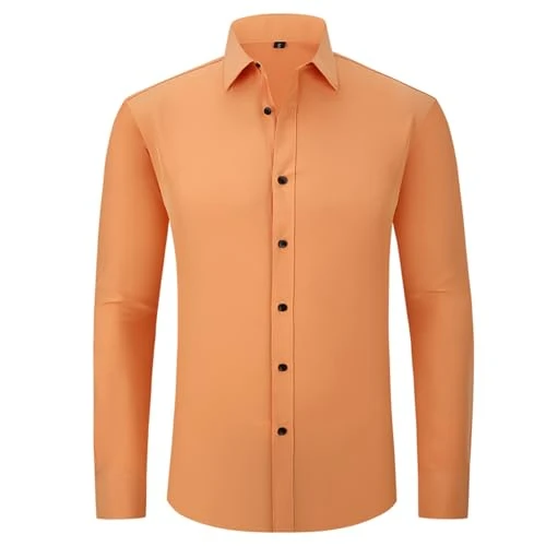 Dress Shirts for Men Stretch Slim Fit Button Down Shirts Formal Long Sleeve Solid Business Casual Wo