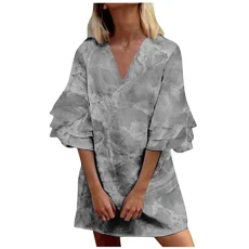 Dresses for Women Formal Dresses for Women Wedding Guest Womens Summer Midi Dress Short Sleeve Crew Neck Summer Dress Tie Back Dress Short Skirt Bodycon Dress,Gray,S
