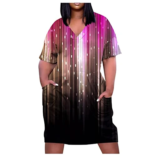 Dresses for Women UK, Wedding Guest Dresses for Women Summer Summer Dresses for Women Floral Print Dress Party Mini Bodycon Dress Summer Wedding Guest Elegant Party Beach Dress,Pink,3XL