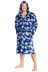 Dressing Gown For Men, Fluffy Fleece Mens Dressing Gowns With Camouflage Print, Super Soft Comfy Robe With Hood, Gifts For Men Teenage Boys (L, Blue) Dressing Gown For Men, Fluffy Fleece Mens Dressing Gowns With Camouflage Print, Super Soft Comfy Robe With Hood, Gifts For Men Teenage Boys (L, Blue)