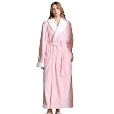 Dressing Gown Women's Fluffy Xxl Women's Bathrobe for Couples, Simple Long Plush Bathrobe with Pockets, Thick Coral Fleece Bathrobe Plus Size Women's Morning, pink, XL