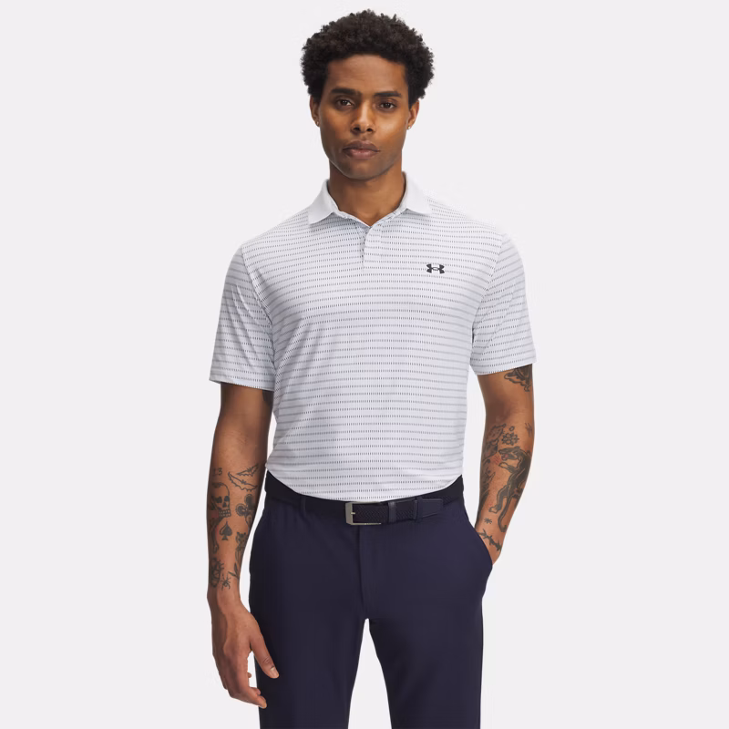 Drive Chill Printed Mens Polo White / Blue Calm / Midnight Navy
