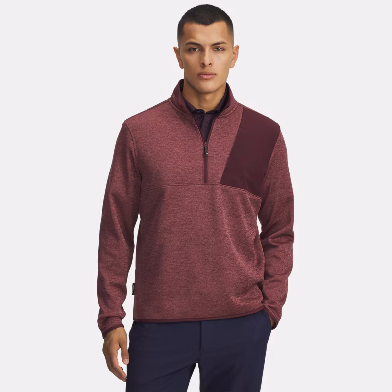 Drive SweaterFleece Mens Half Zip Dark Maroon / Dark Maroon Red