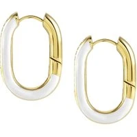 Drusilla Gold + White Hoop Earrings