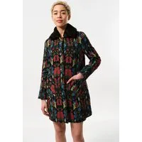 Dryden Folk Jacquard Fur Collared Coat