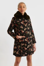 Dryden Tweet Jacquard Coat - Black