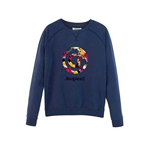 DSG  Sweat Pleated Sleeves New Galactic Sweatshirt Women's Crew Neck Blue (S)