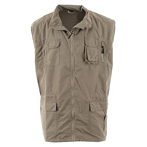 Duke London  Mens Adults Gilet Waistcoat Fishing Vest Jacket Multi Pockets Walnut 6XL