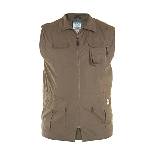 Duke London  Mens Adults Gilet Waistcoat Fishing Vest Jacket Multi Pockets Walnut 7XL