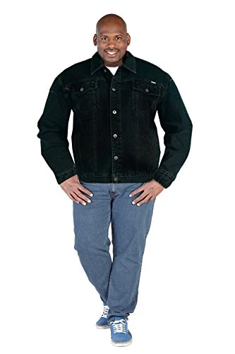 Duke London Mens Big King Size Western Trucker Black Denim Jacket, Black, Size-3X-Large-53/55" Chest