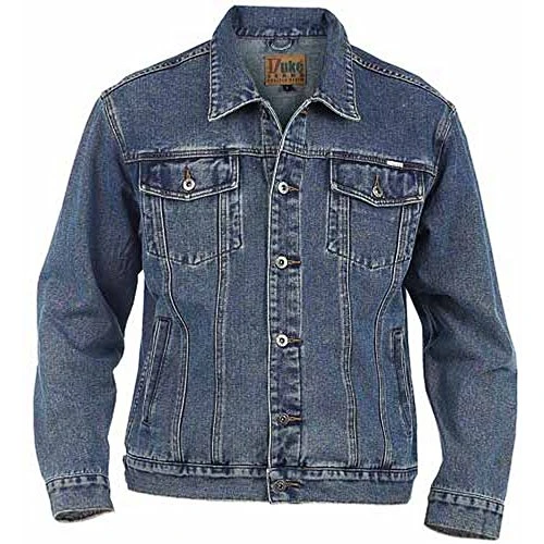 Duke London Mens Plus Size Trucker Denim Jacket 2XL Blue Stonewash