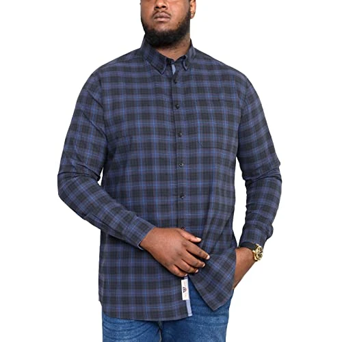 Duke Mens Dovercourt Casual Long Sleeve Check Shirt - Blue - 8XL