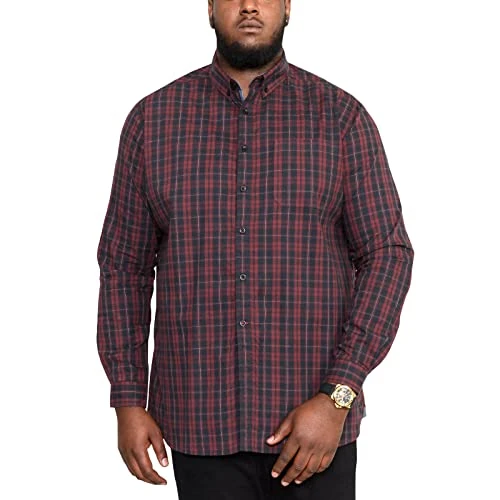 Duke Mens Holton Casual Long Sleeve Check Shirt - Red - 5XL