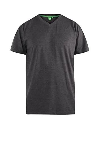 Duke Mens Kingsize V Neck Plain Cotton T-Shirt Ribbed Cotton Charcoal 6XL (Signature)