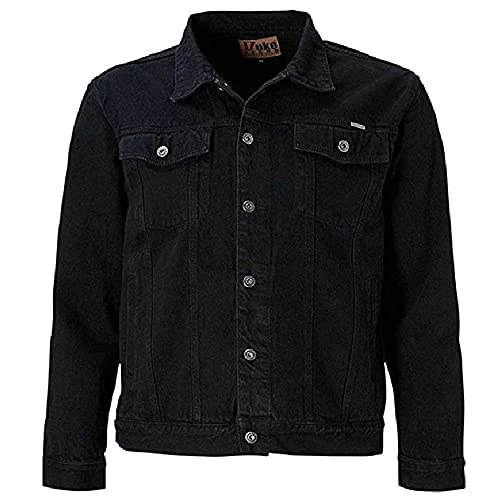 Duke  Mens Trucker Western Style Denim Jacket - Black - S