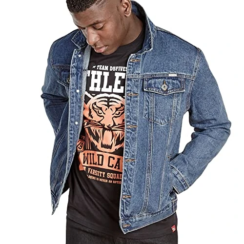 Duke  Mens Trucker Western Style Denim Jacket - Blue - S