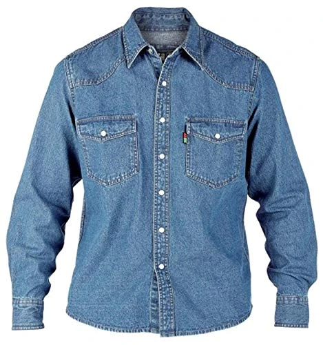 Duke Stonewashed Long Sleeve Denim Shirt (Standard & King Sizes) M