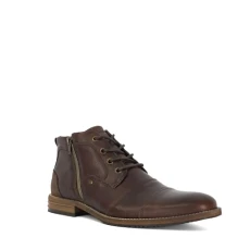 Dune Mens Captains Double Toe Cap Detail Leather Boots Size UK 9 Block Heel Ankle Boots Brown
