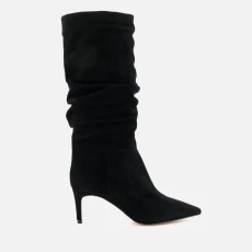 Dune Womens Slouch Faux Suede Heeled Boots - UK - Black