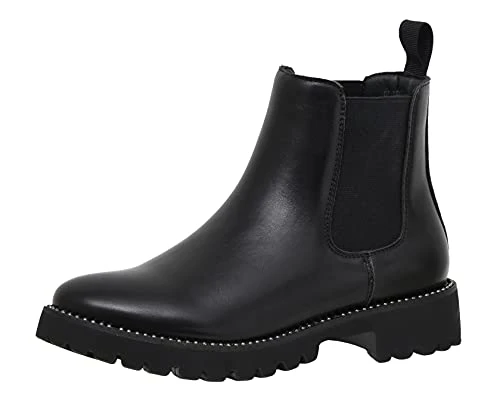 Dunes Women's Delia Chelsea Boot +Memory Foam, Black, 4 UK