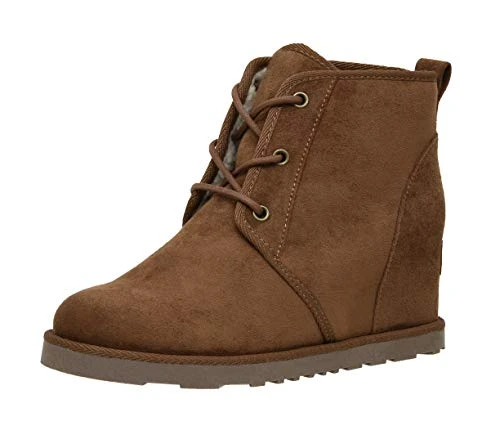 Dunes Women's Kim hidden wedge boot +Memory Foam & Wide Widths available brown Size: 8.5 Wide