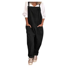 Dungarees for Women UK Loose Breathable Cotton Linen Jumpsuits & Playsuits Classic Elegant Solid Poc