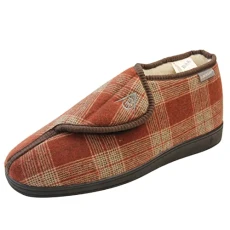 Dunlop Mens Adjustable Quick Easy Touch Fastening Orthopaedic Boot Slippers - Washable Hook and Loop Cosy Winter Bootie Slippers Men Size 9 UK