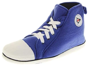 Dunlop Mens High Top Sneaker Warm Fleece Novelty Slippers Trainer Slipper Boots Blue Size UK 8-9 (M)