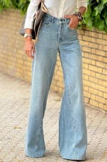 Dusk Blue Acid Wash Extra Wide Leg High Waist Long Jeans - DUSK BLUE / / 75%COTTON+%POLYESTER+%ELASTANE Dusk Blue Acid Wash Extra Wide Leg High Waist Long Jeans - DUSK BLUE / / 75%COTTON+%POLYESTER+%ELASTANE
