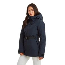 Dusk Womens Warm 15K Waterproof Belted Ski Jacket, Durable Windproof Ripstock, 20K Breathable Fabric, Detachable Helmet-Friendly Hood and Snow Skirt, Ideal for Skiing and Cold Conditions