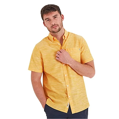 Dwaine Mens Supersoft Short Sleeve Shirt in 100% Cotton with Patch Pocket and Back Pleats Bright Yel