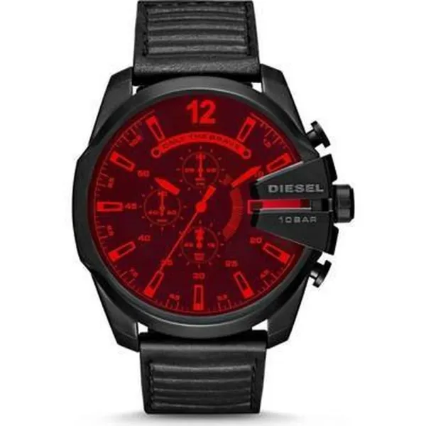 DZ4460 Mega Chief Chronograph Quartz Red Dial Mens Watch - Black