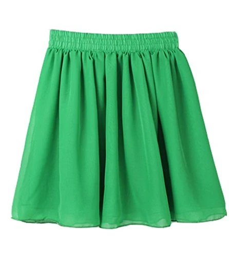 e Women Skirt Chiffon Short Skirt Pleated Summer Mini Dress Tulle Skirt Cocktail Dress Party Skirt (Green)
