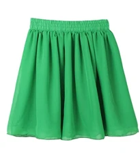 e Women Skirt Chiffon Short Skirt Pleated Summer Mini Dress Tulle Skirt Cocktail Dress Party Skirt (Green)