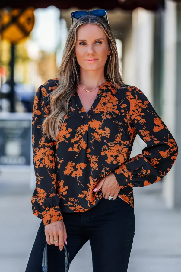 Early Sunset Floral Top - Orange