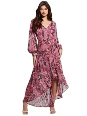 Eco Nuovo Bahia Wrap Maxi Dress, Purple Kashmir Print, S