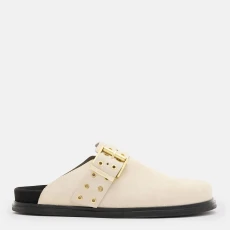 Ecru Juno Studded Leather Mules - White