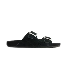 EDDIE Mens Suede Mule Slippers Black