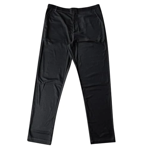 Elastic Four Seasons Trousers with Button for Men Casual Outdoor Business Men's Trousers Comfortable Straight Leg Outdoor Trousers Plain Straight Casual Trousers Long Loose House Trousers,