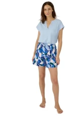 - Elasticated Waist Cotton Stripe Pyjama Shorts, Blue Graphic, 14/16 - Elasticated Waist Cotton Stripe Pyjama Shorts, Blue Graphic, 14/16