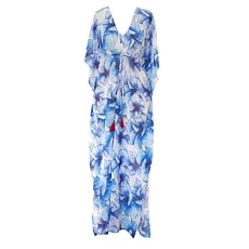 Eleanor Floral Women’s Maxi Kaftan Beach Dress Swimming Costumes(Blue, Two Size(L/XL))