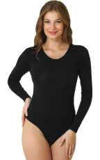 Elegance New Women's Black Stretch Round Neck Long Sleeve Bodysuits XX-Large (UK 18) Elegance New Women's Black Stretch Round Neck Long Sleeve Bodysuits XX-Large (UK 18)