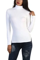 Elegance Women Turtle Polo Neck Long Sleeve Roll Neck Plain Top T Shirt (2217) (L, White) Elegance Women Turtle Polo Neck Long Sleeve Roll Neck Plain Top T Shirt (2217) (L, White)
